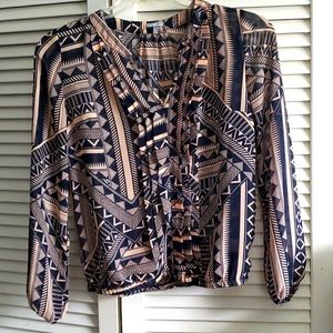 Sheer Geometric Print Blouse